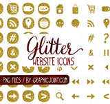 Glitter Web Icons - Set of 70 Web / Blog / Social Graphics / Clipart / Icons - In Gold