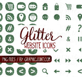 Glitter Web Icons - Set of 70 Web / Blog / Social Graphics / Clipart / Icons - In Grass