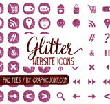 Glitter Web Graphics Kit - In Rose - Blog Icons, Clipart & Banners