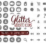 Glitter Web Graphics Kit - In Silver - Blog Icons, Clipart & Banners