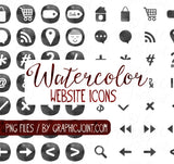 Watercolor Web Graphics Kit - Smoky Coal - Blog Icons, Clipart & Banners