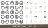 Wedding Website Icons - Set of 50 Hand-Drawn Web Graphics / Clipart - In White & Silver Glitter