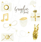 Wedding Clipart 3 + Photoshop Brushes - Hand-Drawn Graphics - White, Peach + Gold Foil - Personal & One Commercial Use